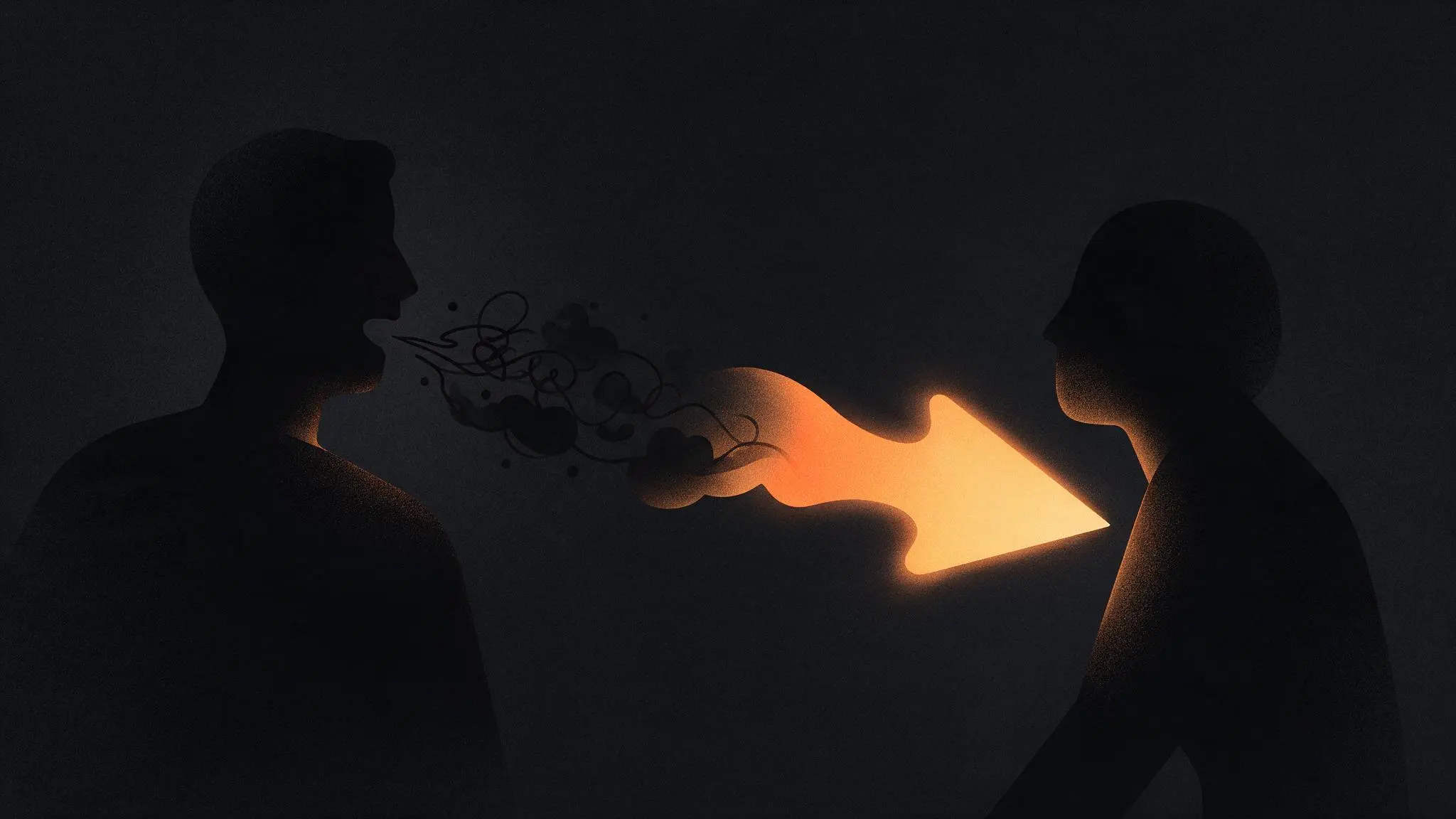 說不出口的想法經過翻譯，變成一道溫暖的光抵達對方的插畫