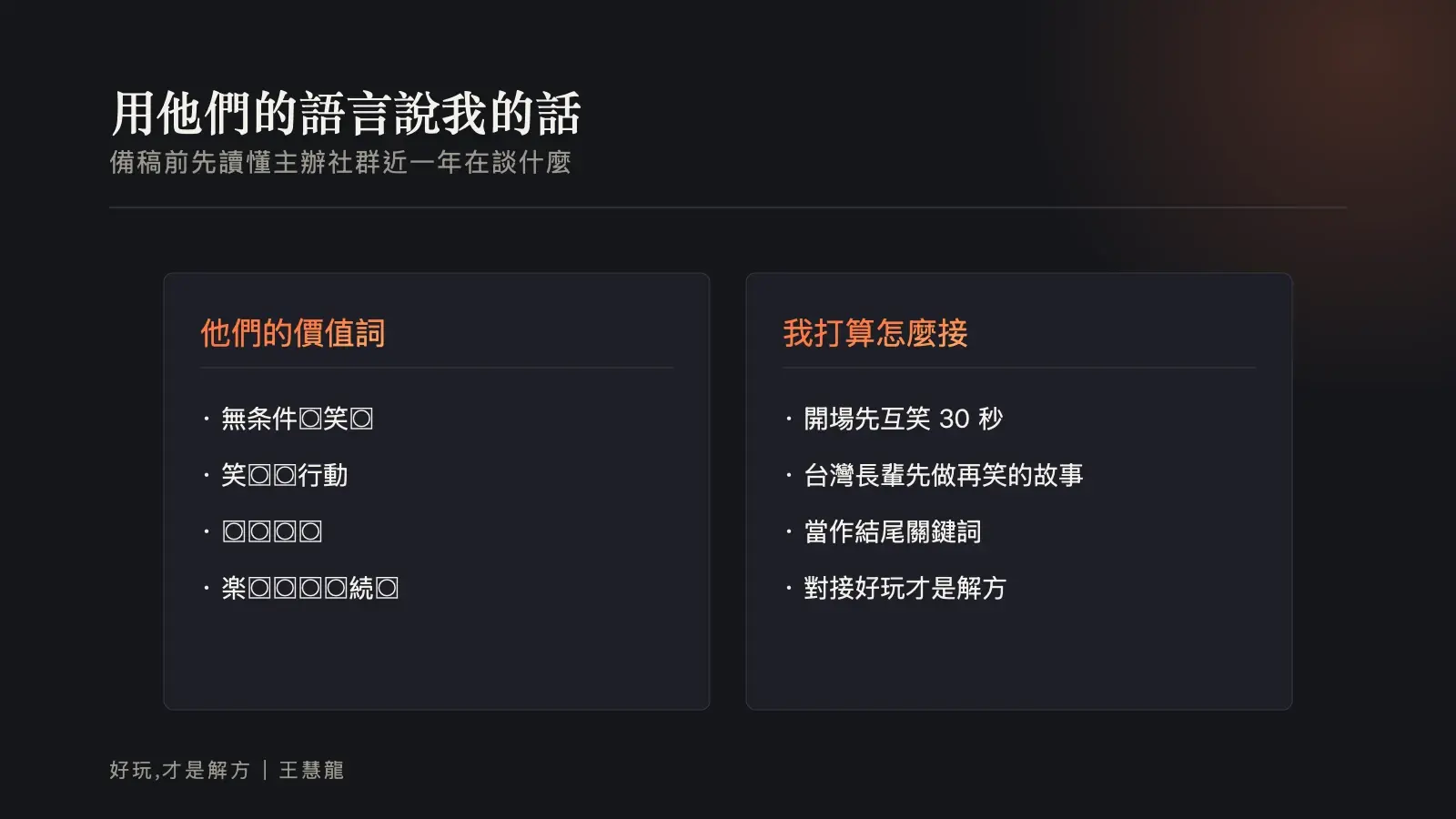 用他們的語言說我的話：備稿前先讀懂主辦社群近一年在談什麼