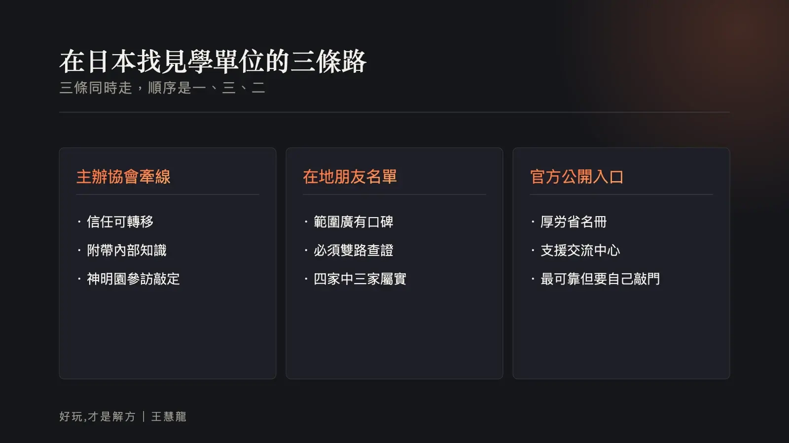 在日本找見學單位的三條路:三條同時走,順序是一、三、二
