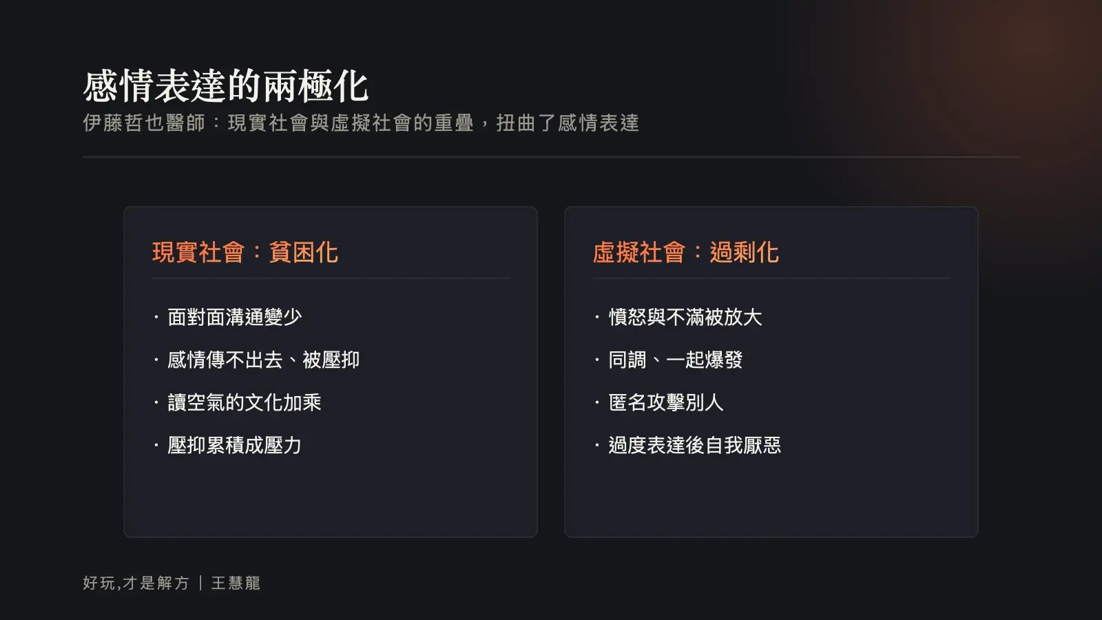 資訊圖：感情表達的兩極化——現實社會的貧困化與虛擬社會的過剩化